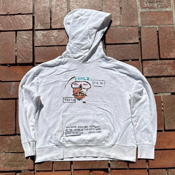 Rome Pays Off - Hoodie Mens Size L White - Jean Michel Basquiat Art - Picture 1 of 4